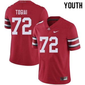 Youth Ohio State Buckeyes #72 Tommy Togiai Red Nike NCAA College Football Jersey Summer XSG6544JM